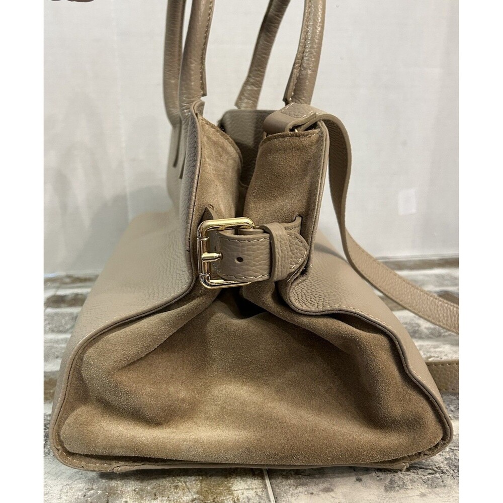 Anna Paola Riva Bag Taupe Leather Viral Commuter Satchel Purse Hand Shoulder - Picture 2 of 13
